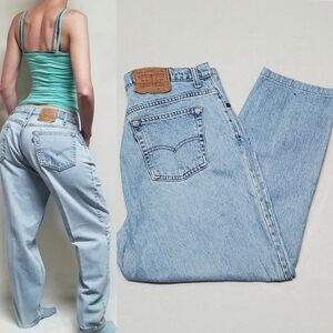 Vintage 90s Levi's 550 Grunge Straight Leg Light Wash Cropped Distressed Jeans